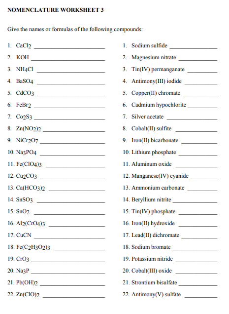 Solved Give the names or formulas of the following | Chegg.com