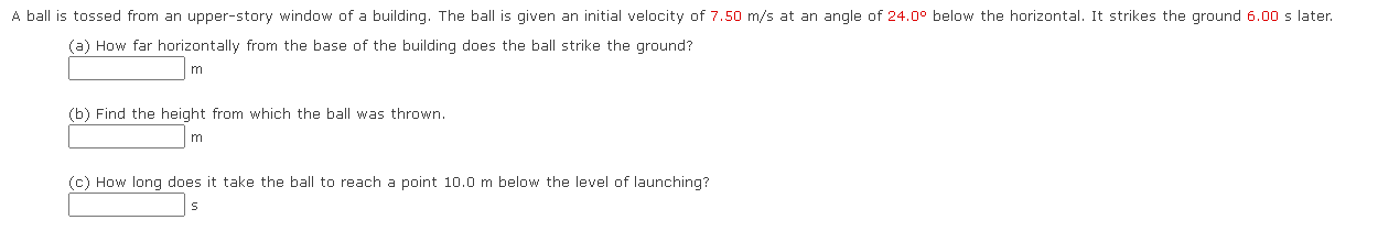 Solved A ball is tossed from an upper-story window of a | Chegg.com