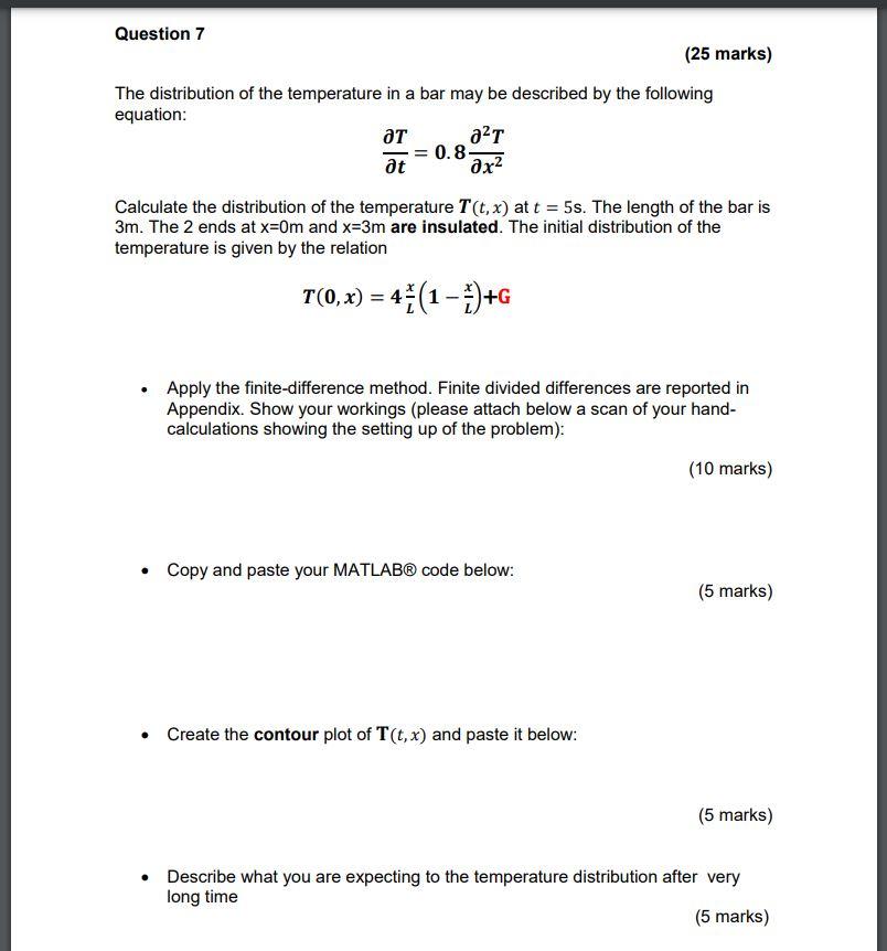 Solved The distribution of the temperature in a bar may be | Chegg.com