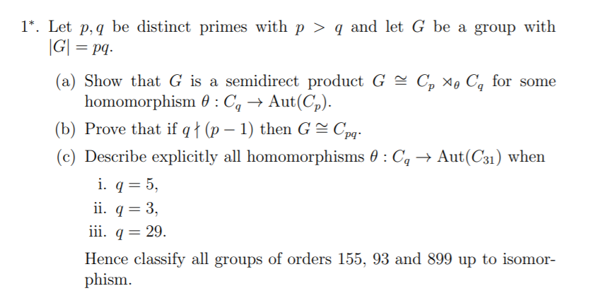 Solved 1 Let P Q Be Distinct Primes With P Q And Let G