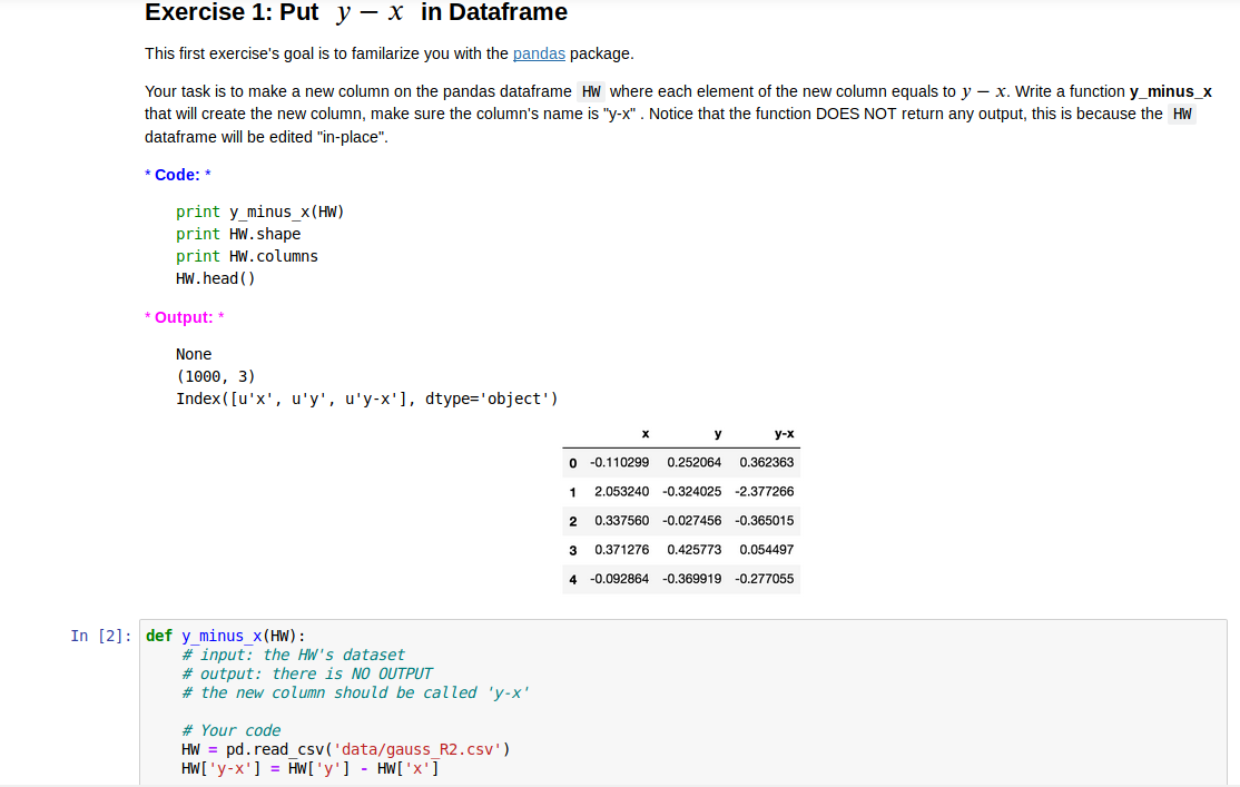 Exercise 1 Put Y X In Dataframe This First Chegg Com