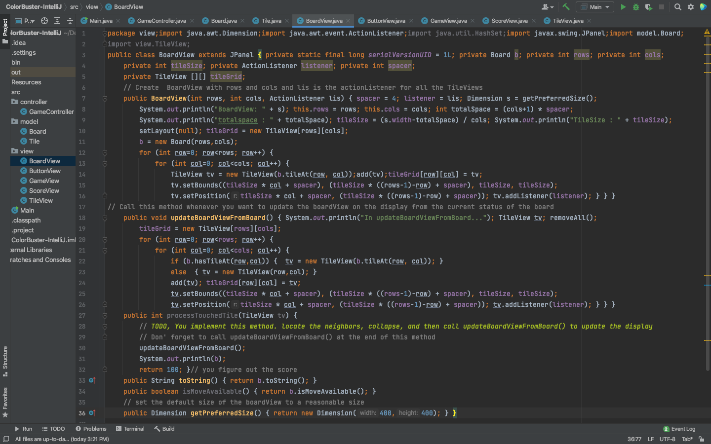 src Q А Main ColorBuster-IntelliJ controller | Chegg.com