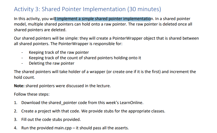 shared pointer assignment operator implementation