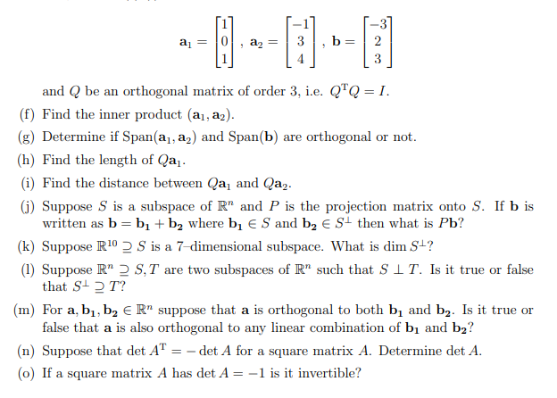 Solved a = 0 ; az = b= 3 4 2 3 and Q be an orthogonal matrix | Chegg.com