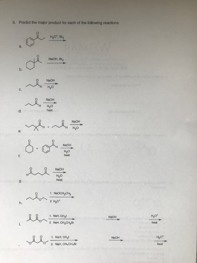 Solved 6. Predict the major product for each of the | Chegg.com