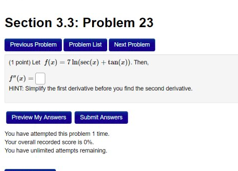 Solved Section 3.3: Problem 23 Previous Problem Problem List | Chegg.com