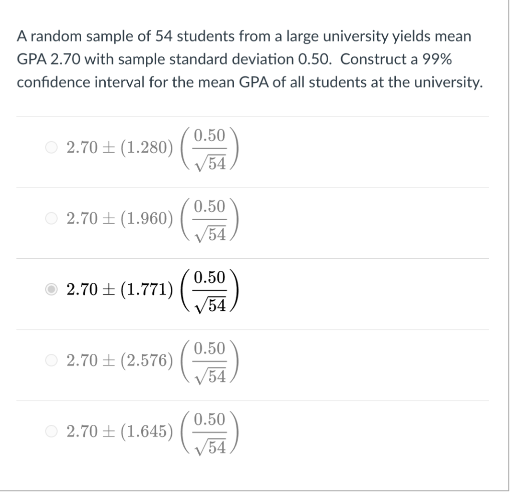 solved-a-random-sample-of-54-students-from-a-large-chegg