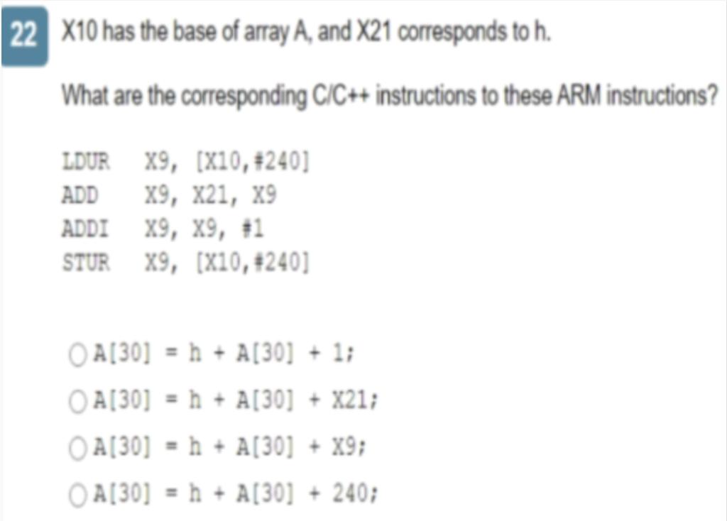 Solved X10 has the base of array A, and X21 corresponds to | Chegg.com