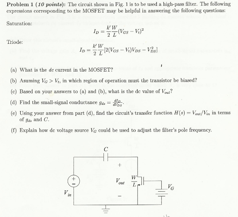 Solved Problem 1 (10 points): The circuit shown in Fig. 1 is | Chegg.com