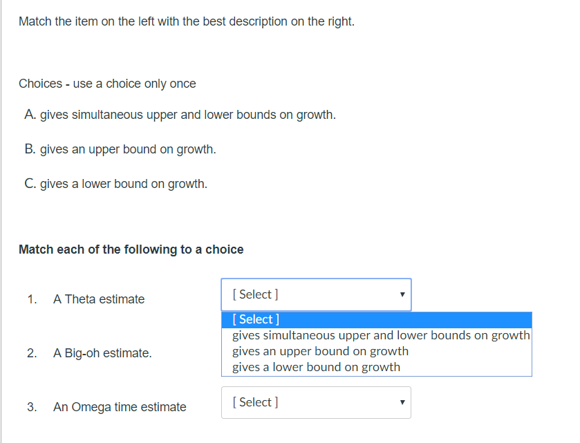Solved Match the item on the left with the best description | Chegg.com