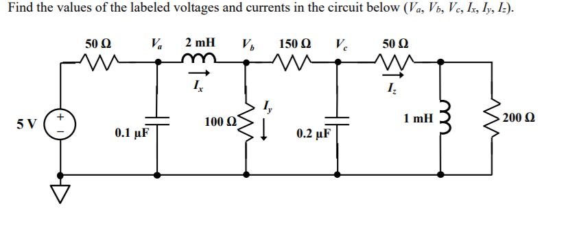 Solved Find the values of the labeled voltages and currents | Chegg.com