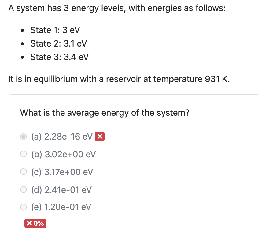 Solved A system has 3 energy levels, with energies as | Chegg.com