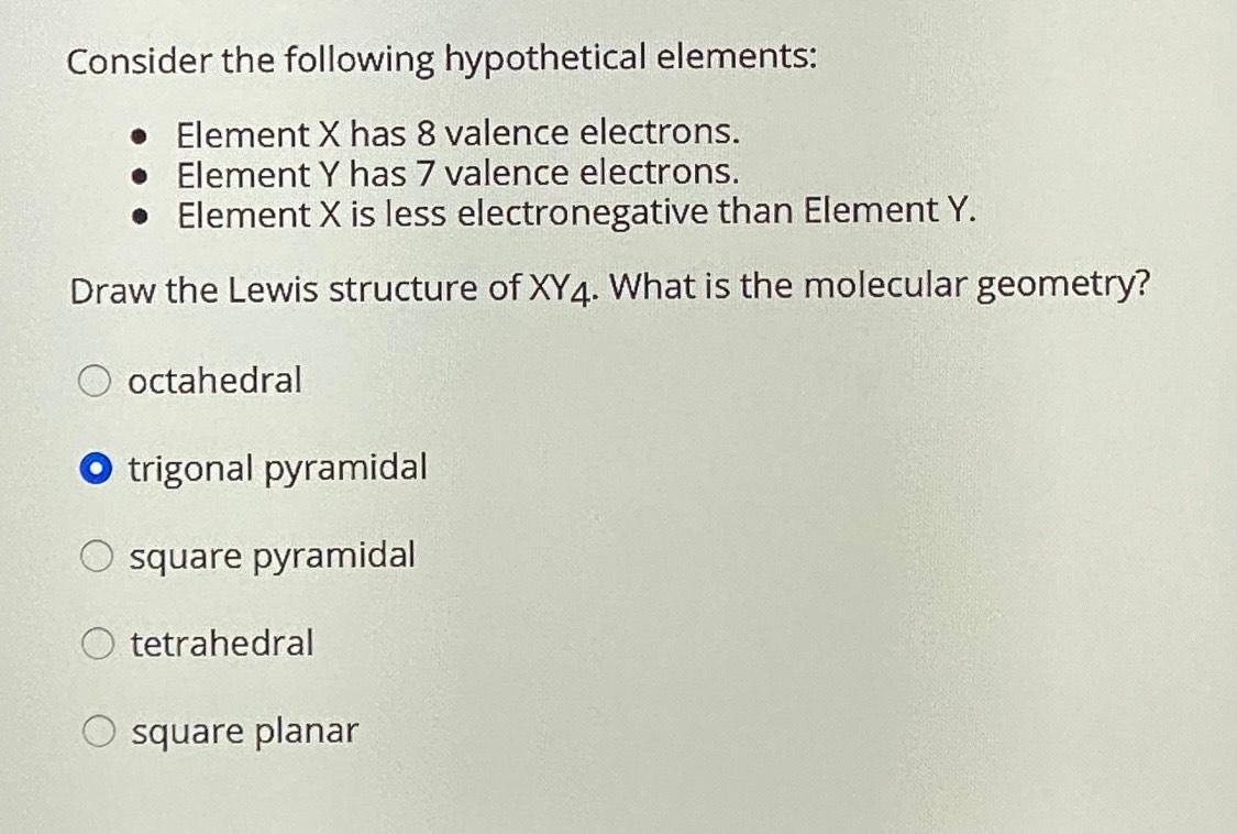 Solved Consider the following hypothetical elements: • | Chegg.com