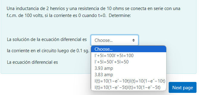 Solved An inductance of 2 henries and a resistance of 10 | Chegg.com