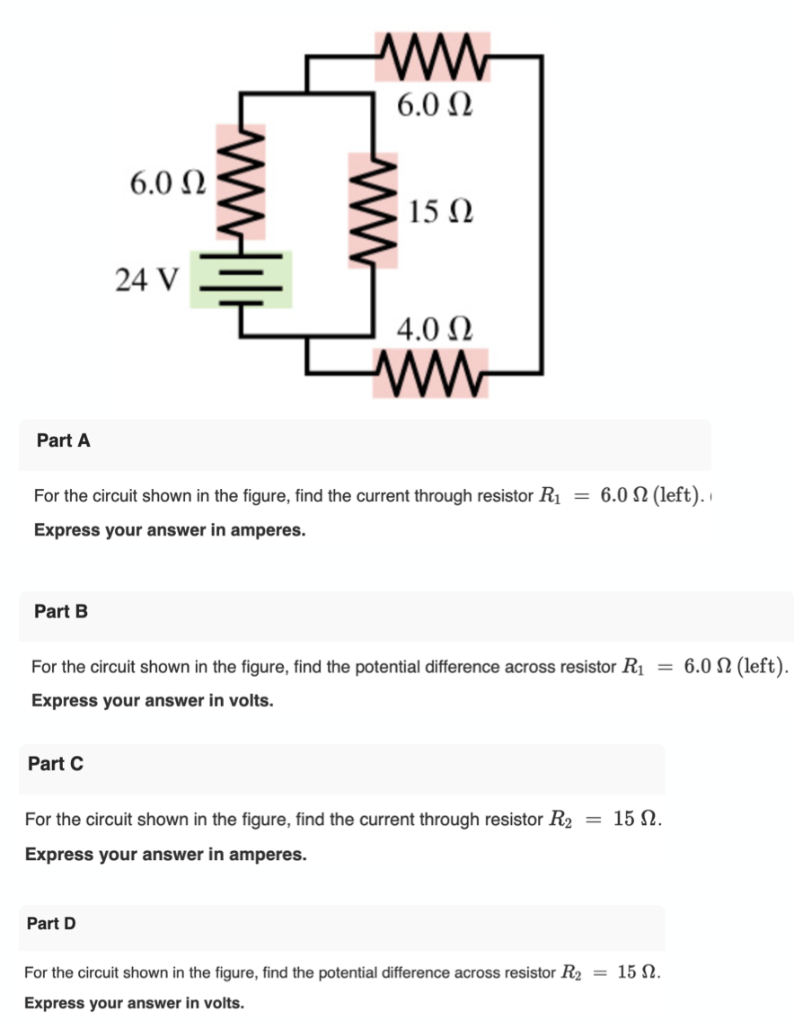 Solved 6.0 12 6.0 12 15 12 24 V 4.0 12 Part A For the | Chegg.com