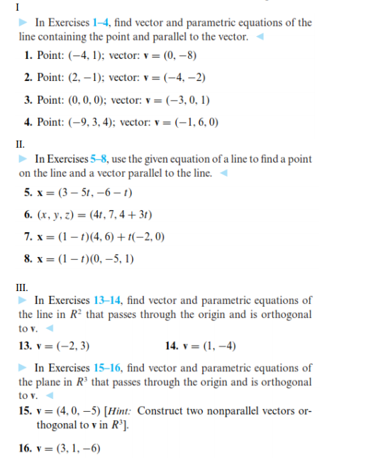Solved In Exercises 1 4 Find Vector And Parametric Equat Chegg Com
