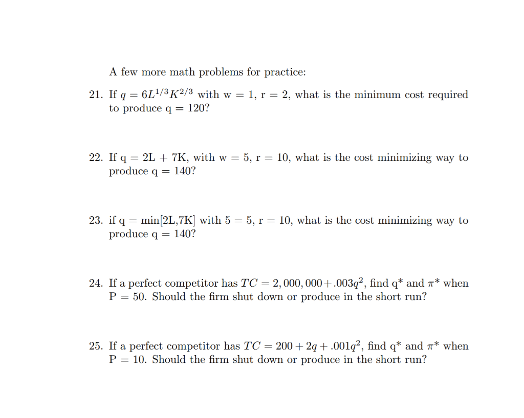 Solved A few more math problems for practice: 21. If q= | Chegg.com
