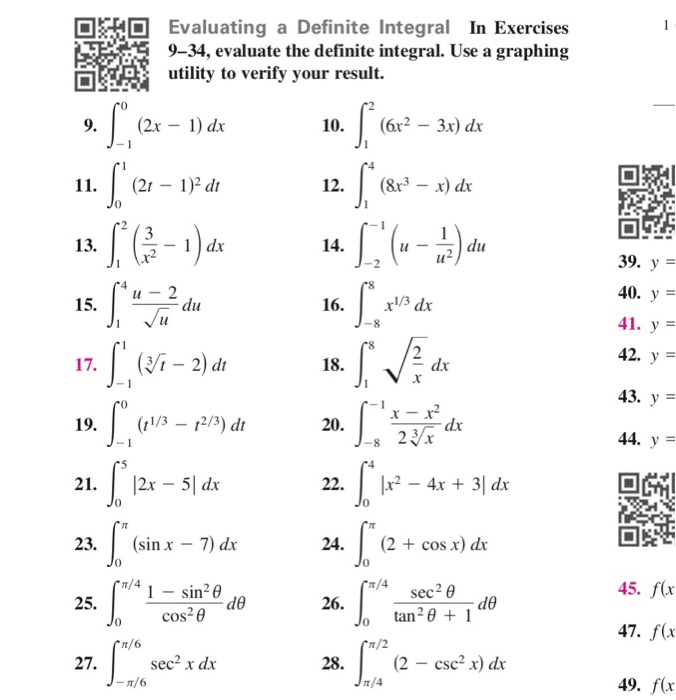 Solved Evaluating a Definite Integral In Exercises 9-34, | Chegg.com