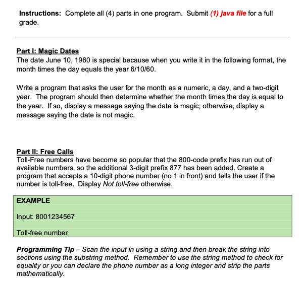 Solved Instructions: Complete all (4) parts in one program. | Chegg.com