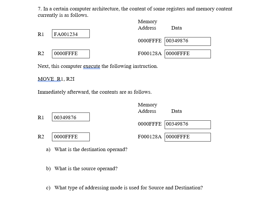 Solved 7. In a certain computer architecture, the content of