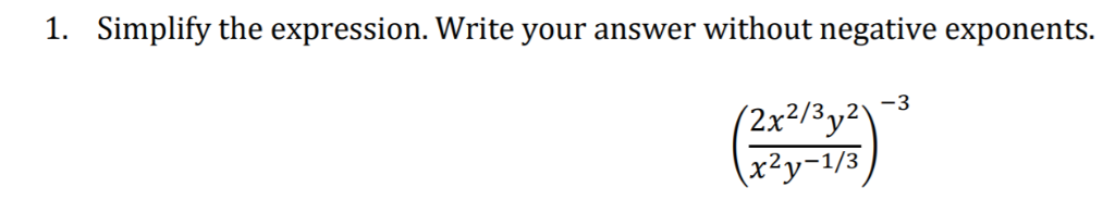 Solved 1. Simplify The Expression. Write Your Answer Without | Chegg.com