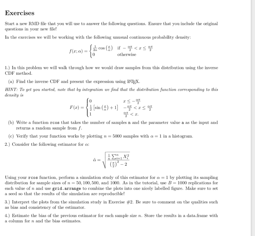 Exercises Start a new RMD file that you will use to | Chegg.com