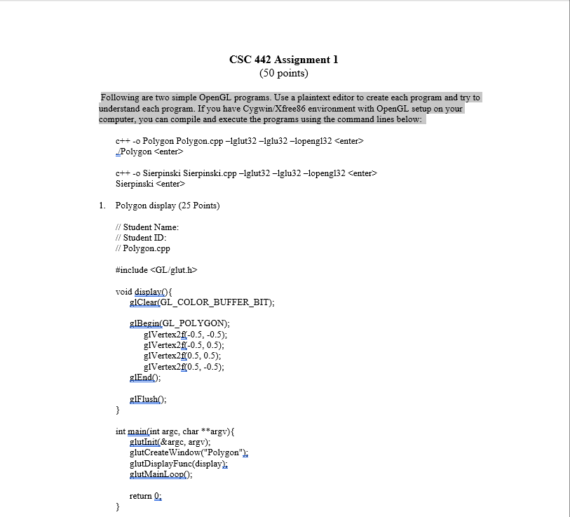 CSC 442 Assignment 1 (50 points) Following are two | Chegg.com