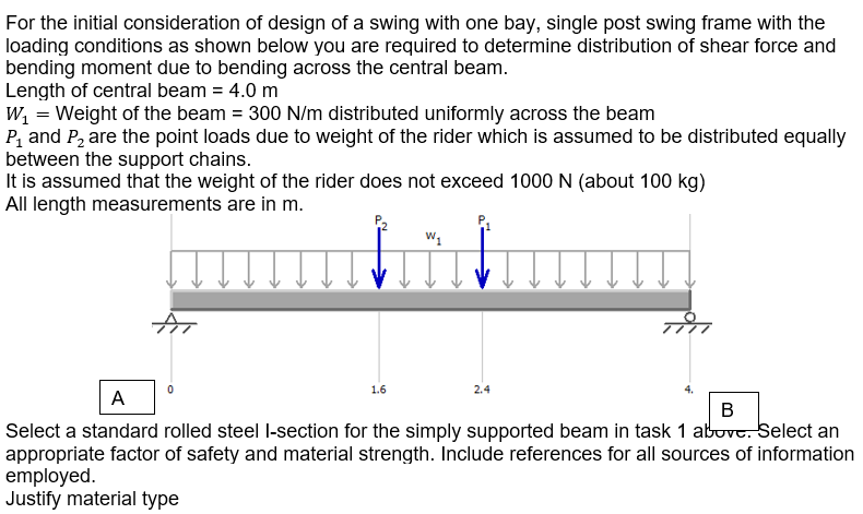 Solved For the initial consideration of design of a swing | Chegg.com