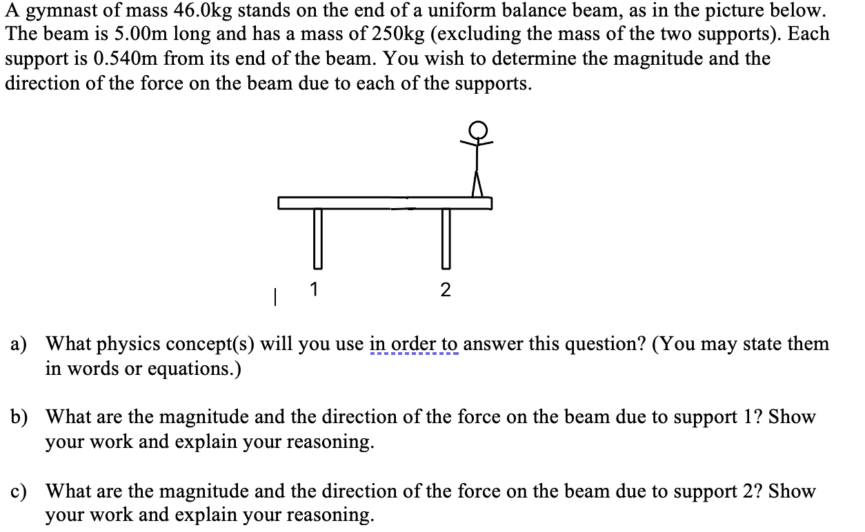 Solved A gymnast of mass 46.0kg stands on the end of a | Chegg.com