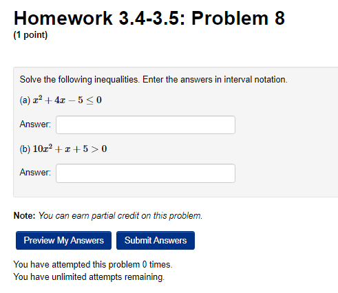 Solved Homework 3.4-3.5: Problem 6 (1 point) Solve the | Chegg.com