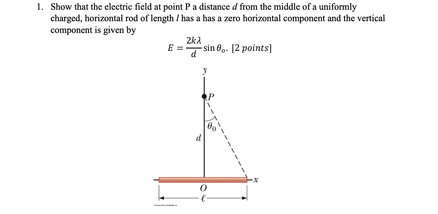 Solved Show that the electric field at point P a distance d | Chegg.com