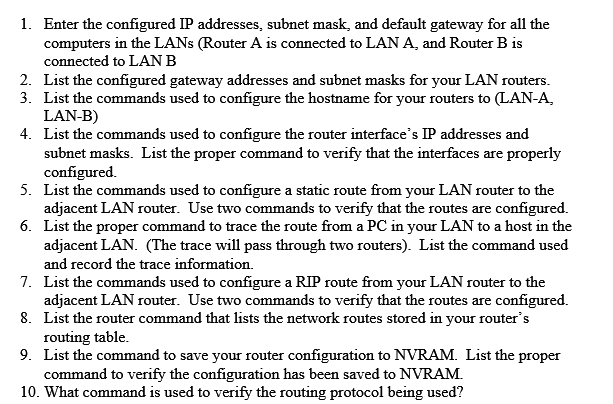 Router A Router B 10.20.200.1 10.20.200.2 10.10.200.0 | Chegg.com