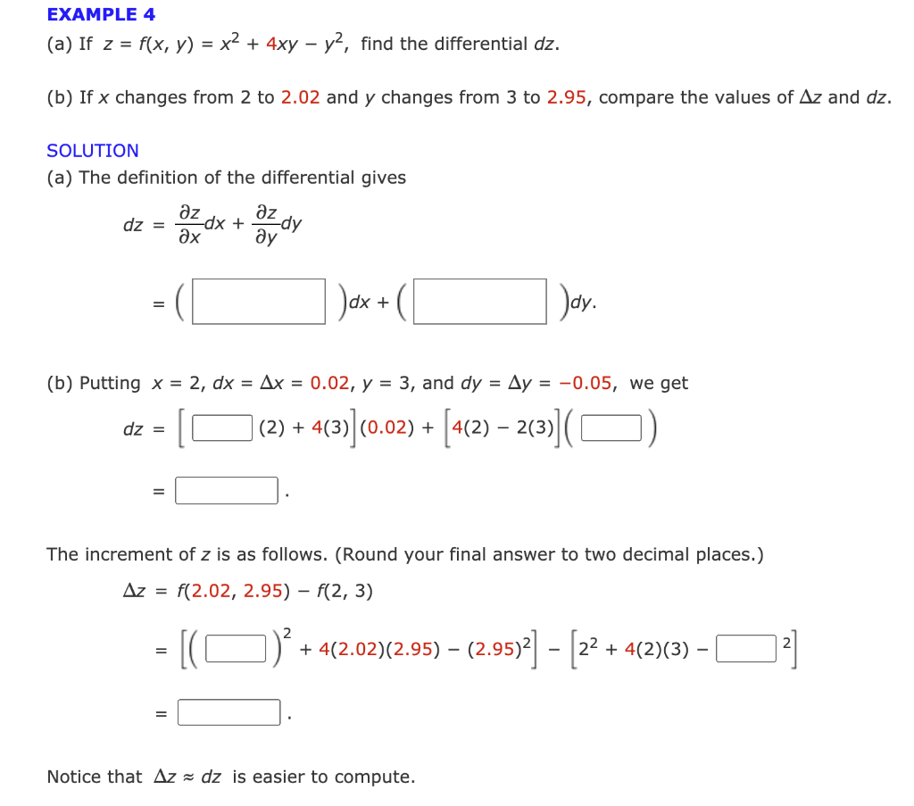 Solved Example 4 A If Z F X Y X2 4xy Y2 Find