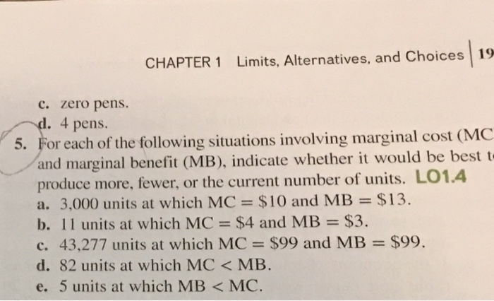 Solved CHAPTER 1 Limits, Alternatives, and Choices 19 c. | Chegg.com