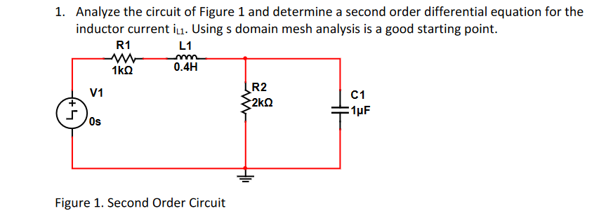 Solved R1 1. Analyze the circuit of Figure 1 and determine a | Chegg.com