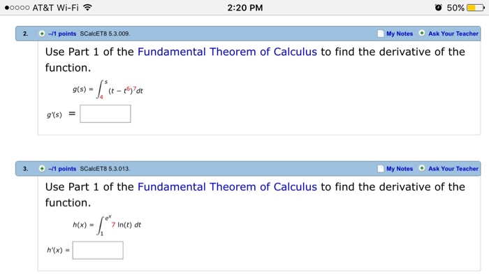 Solved Use Part 1 of the Fundamental Theorem of Calculus to | Chegg.com