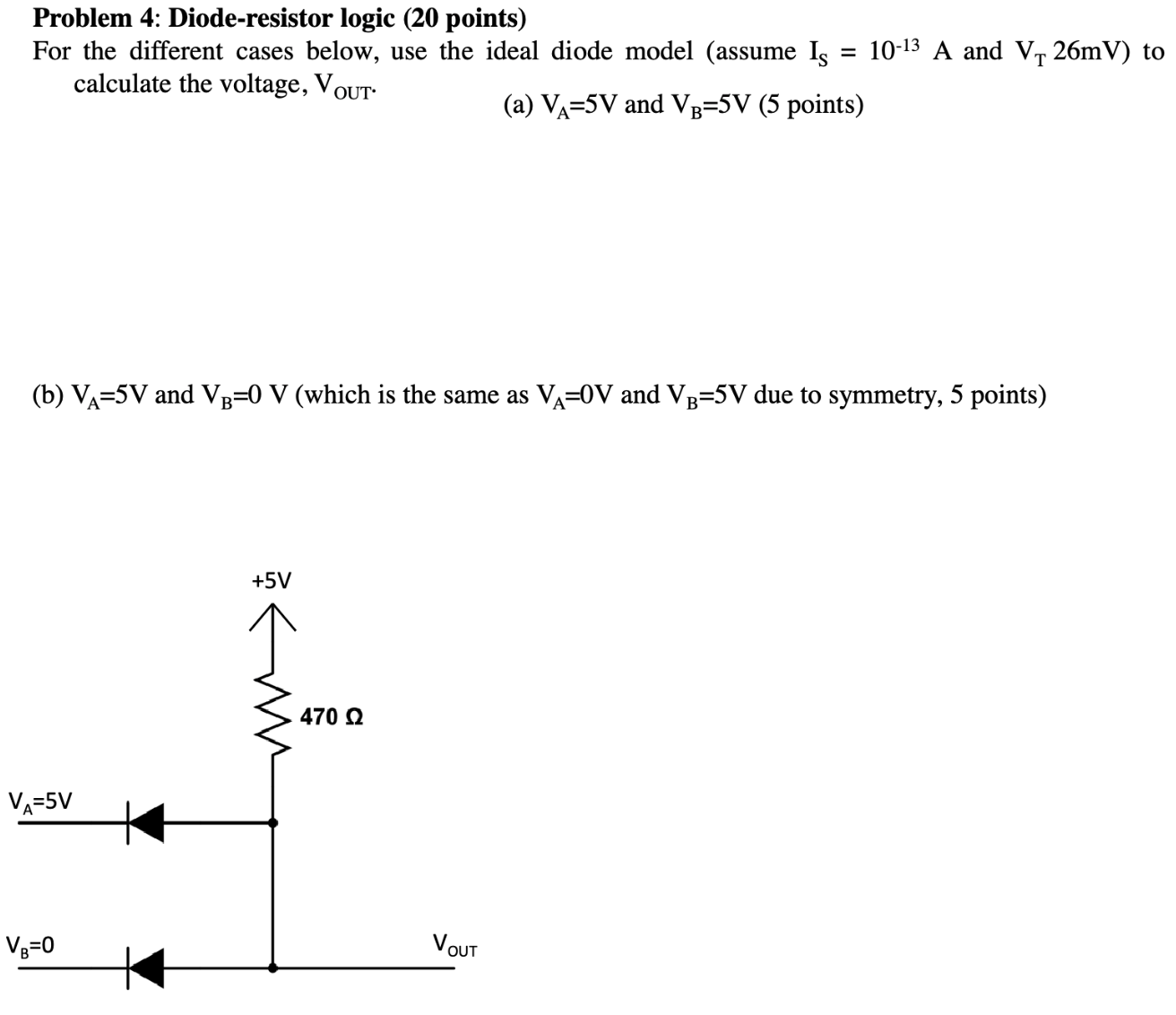 Solved Problem 4 Dioderesistor logic (20 points) For the