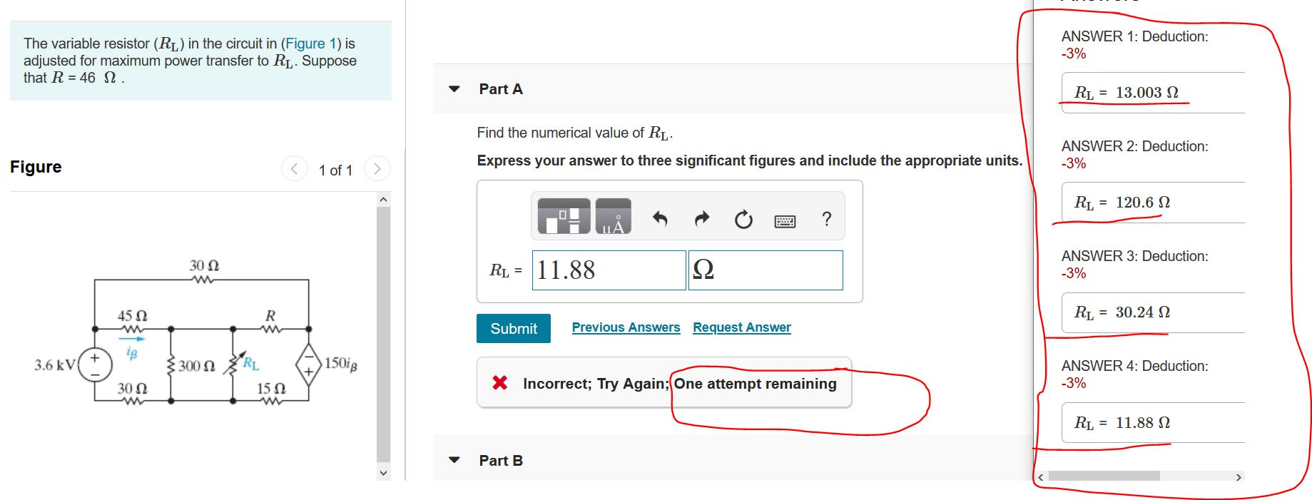 Solved ANSWER 1: Deduction: -3% The Variable Resistor (RL) | Chegg.com