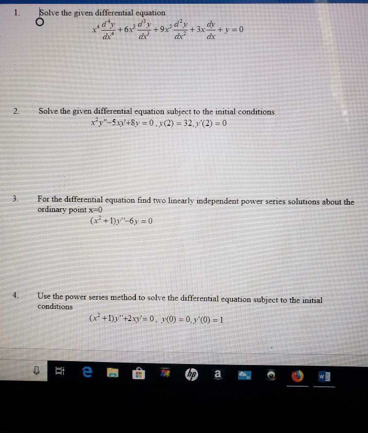 Solved 1. Solve the given differential equation dh 2. Solve | Chegg.com