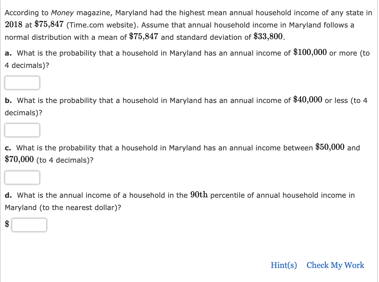 Solved According To Money Magazine, Maryland Had The Highest | Chegg.com