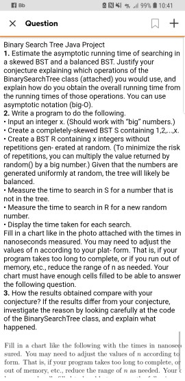 X Question Binary Search Tree Java Project 1. | Chegg.com