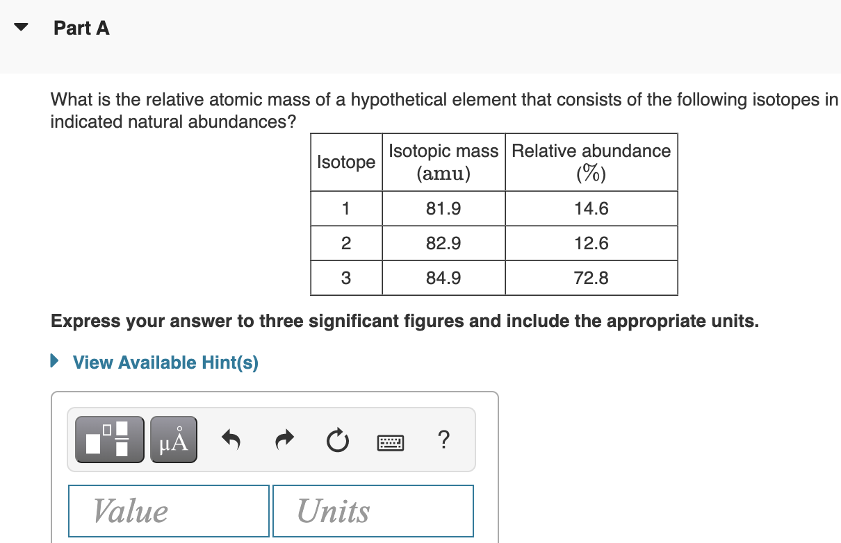 Solved What is the relative atomic mass of a hypothetical | Chegg.com