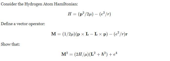 Consider The Hydrogen Atom Hamiltonian H Pº 2u Chegg Com