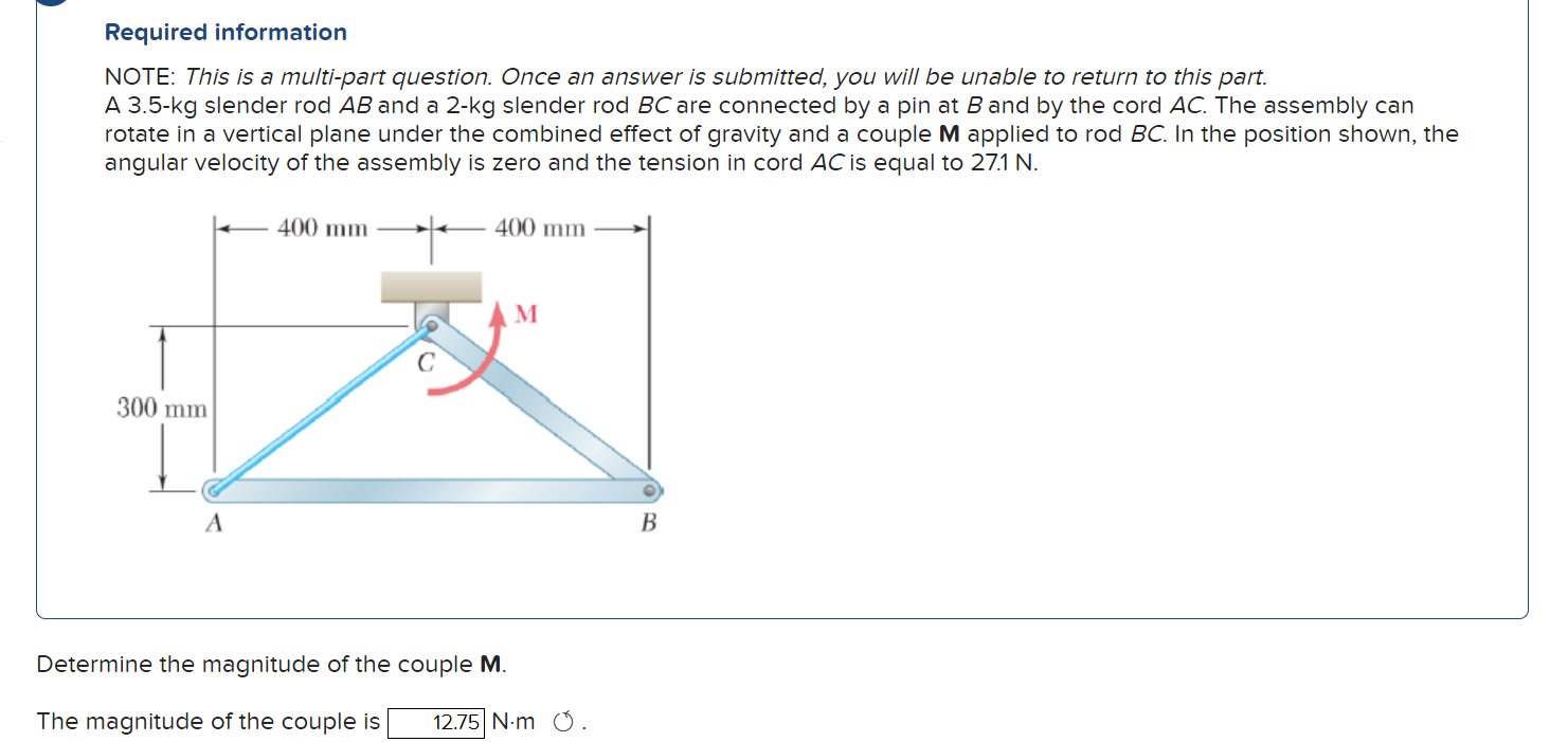 Solved A 3.5-kg slender rod AB and a 2-kg slender rod BC are