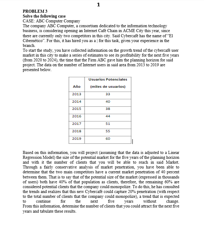 Solved PROBLEM 3 Solve the following case CASE: ABC Computer | Chegg.com
