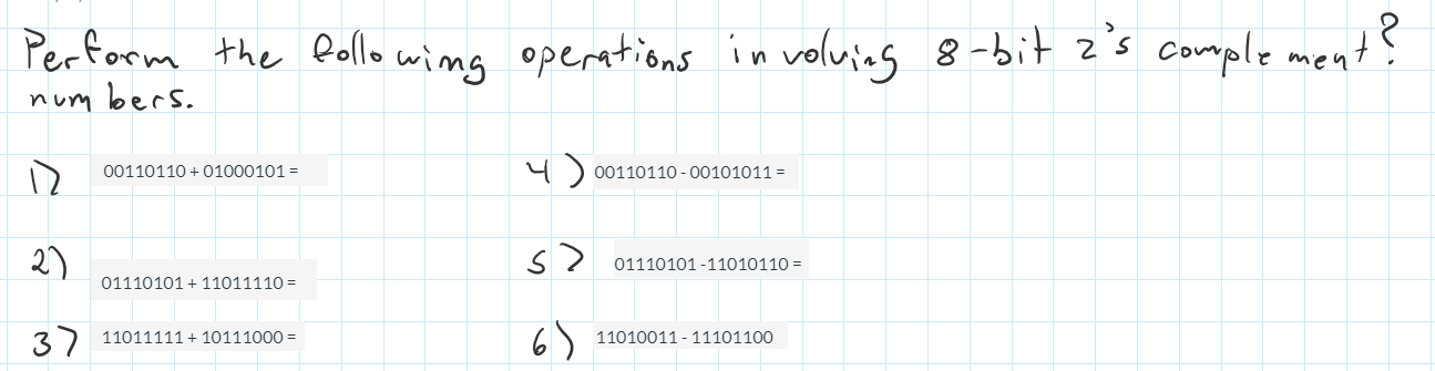 Solved Perform the following operations involving 8-bit z's | Chegg.com
