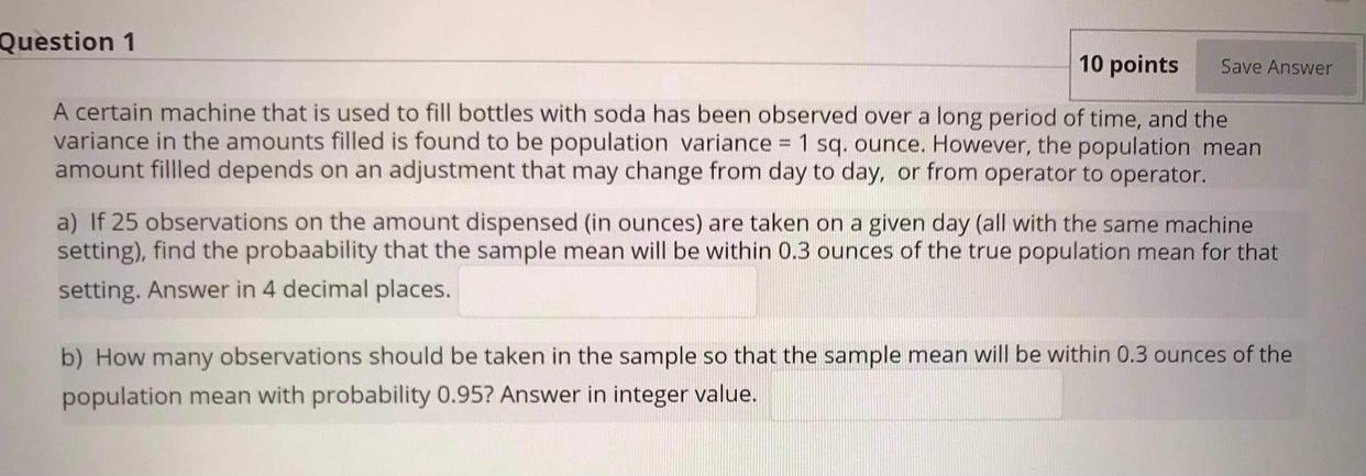 Solved Question 1 10 Points Save Answer A Certain Machine | Chegg.com