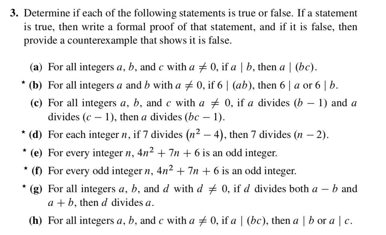Solved 3. Determine if each of the following statements is | Chegg.com