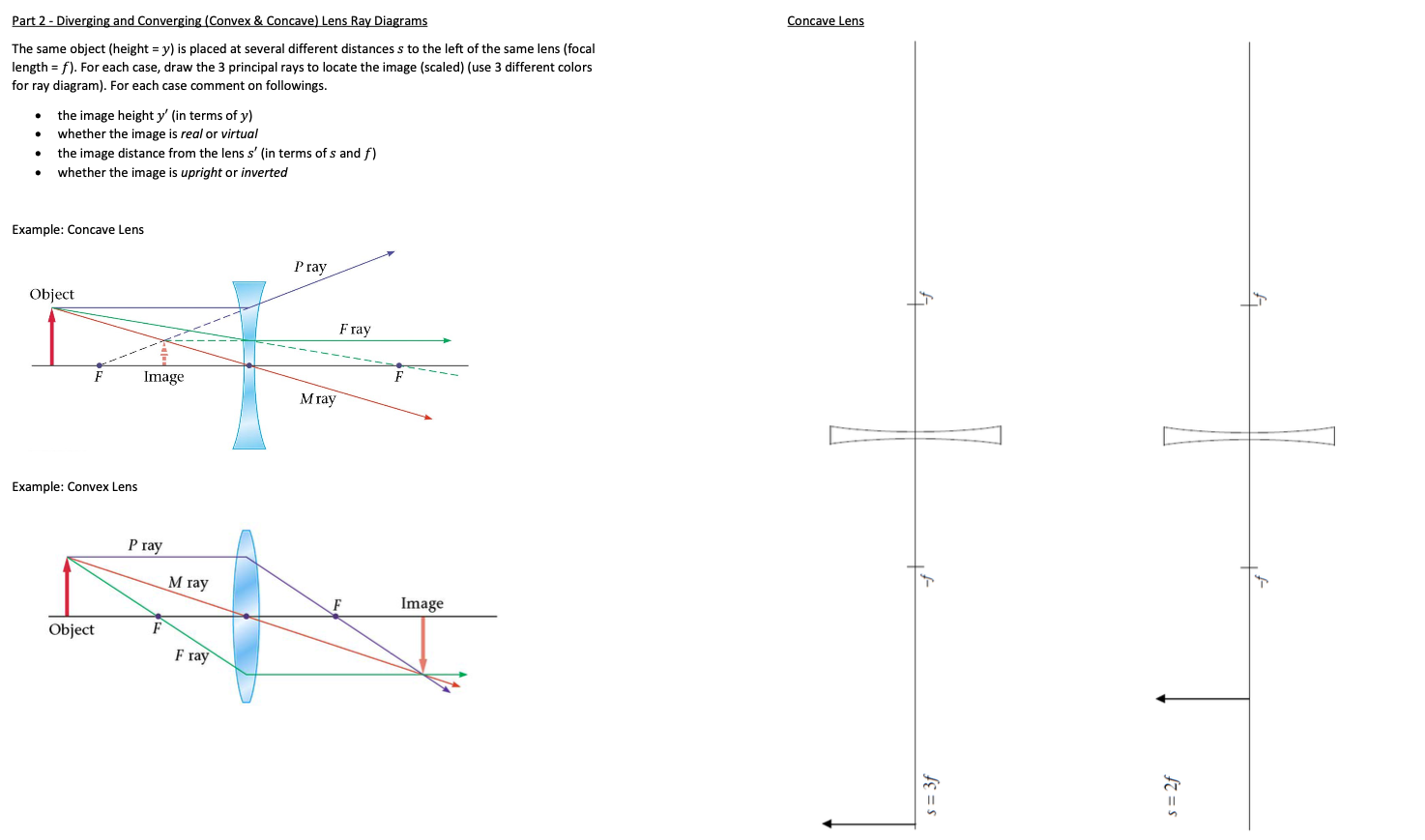 Part 1 - Convex \& Concave Mirror Ray Diagrams The | Chegg.com