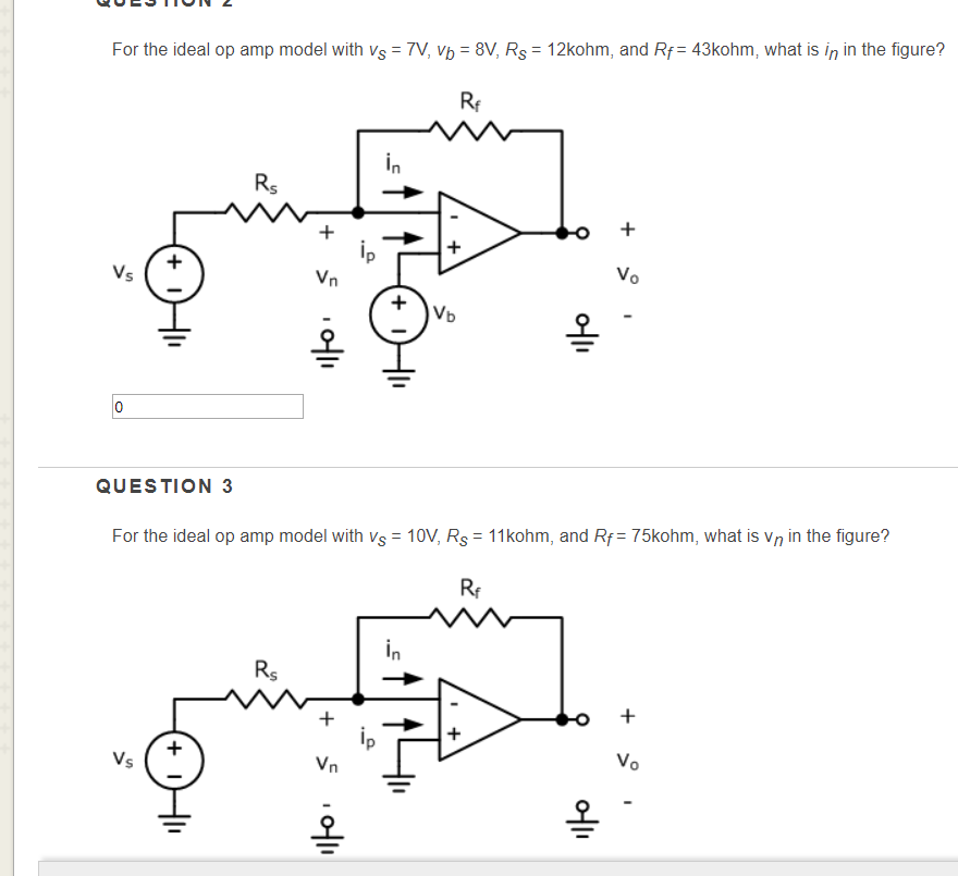 Solved For the ideal op amp model with vs V, Vb-8V, | Chegg.com